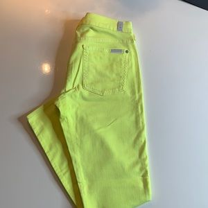 7 for all man kind yellow skinny jeans